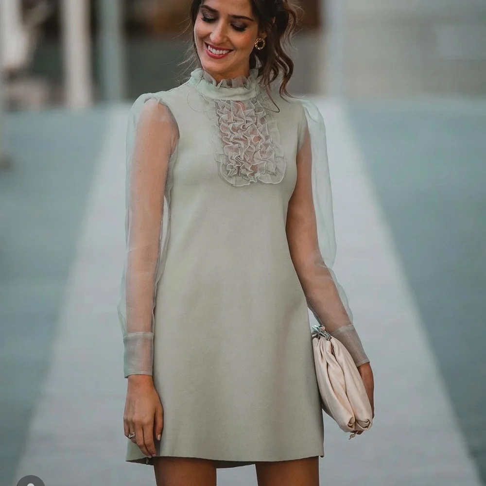 ZARA Knit Organza Dress - Picture 2 of 5
